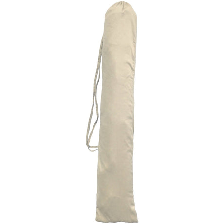 Beige drawstring bag on a white background
