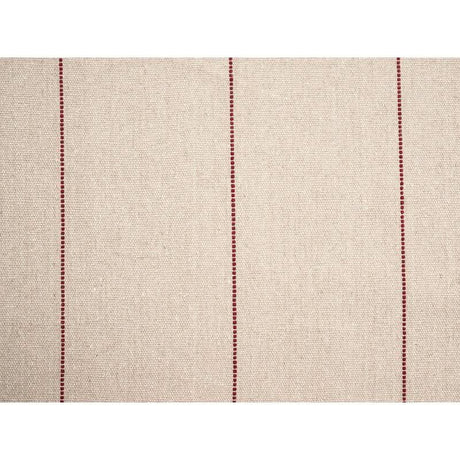 Textured fabric with red vertical stripes on a beige background
