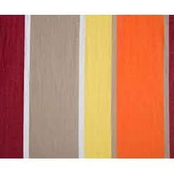 Striped fabric with red, beige, yellow, and orange colours