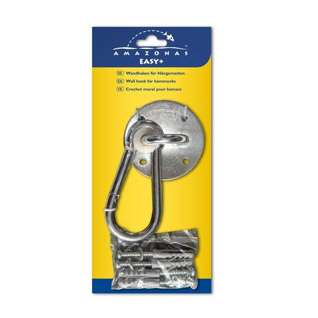 Wall hook for hammocks with screws on Amazonas packaging