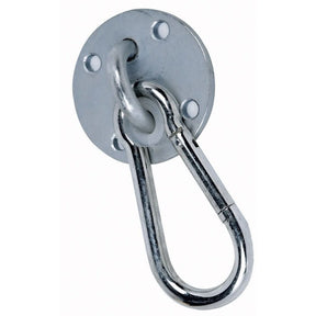 Metallic swivel hook on a white background