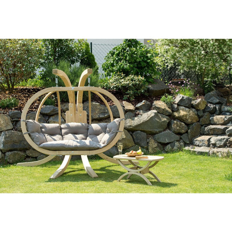 Globo Royal Taupe Double Seater Hanging Egg Chair Garden Furniture 