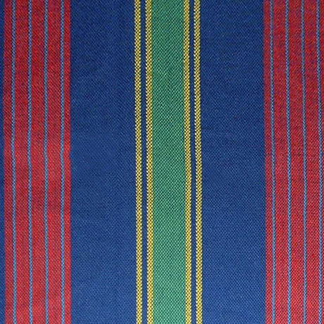 Fabric with blue, red, and green striped pattern