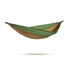 Green and brown hammock on a white background