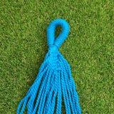Blue rope with a loop on a grassy background