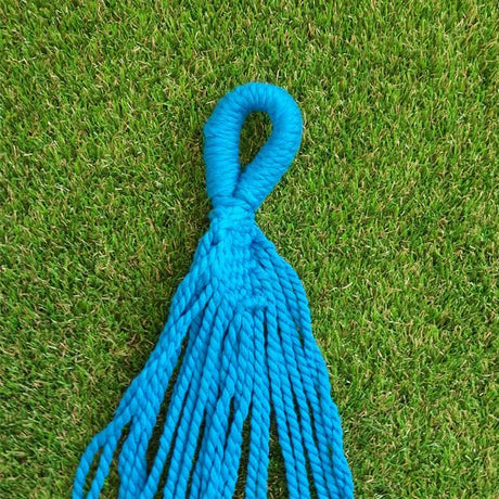 Blue rope with a loop on a grassy background