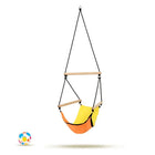 Colourful hammock chair with a ball on a white background