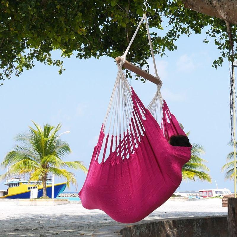 Hamaca Hammock Chair Knit Hanging Chair - Fuschia