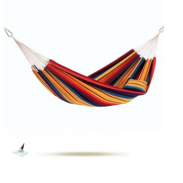 Colourful striped hammock on a white background