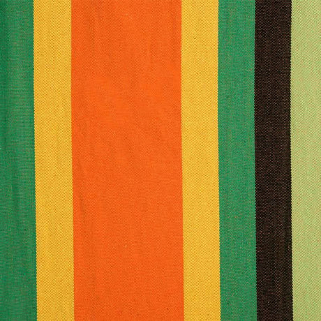 Colour swatch with vertical stripes in green, yellow, orange, black, and light green.
