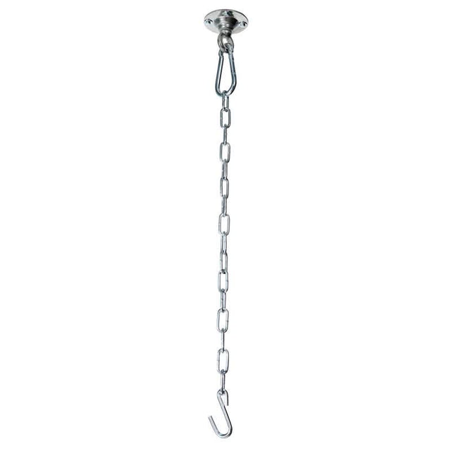 Metal chain with a hook on a white background