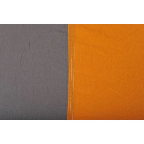 Two fabric swatches, one grey and one orange, on a white background.