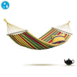 Colourful striped hammock with a teapot on a white background