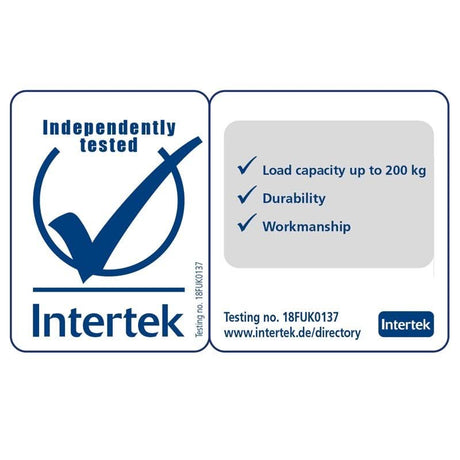 Intertek quality assurance label with checkmark icon and text on a white background