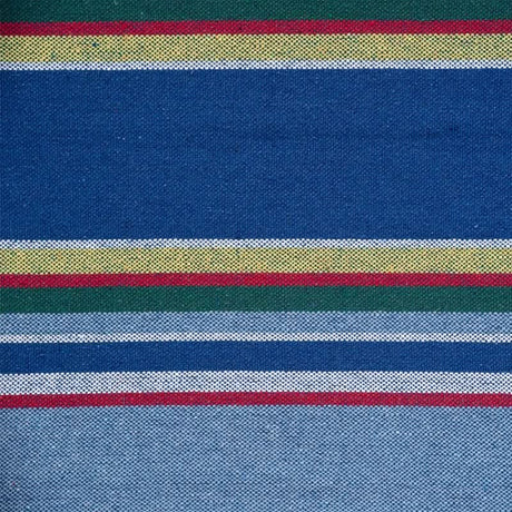 Close-up of fabric with multicoloured stripes on a blue background
