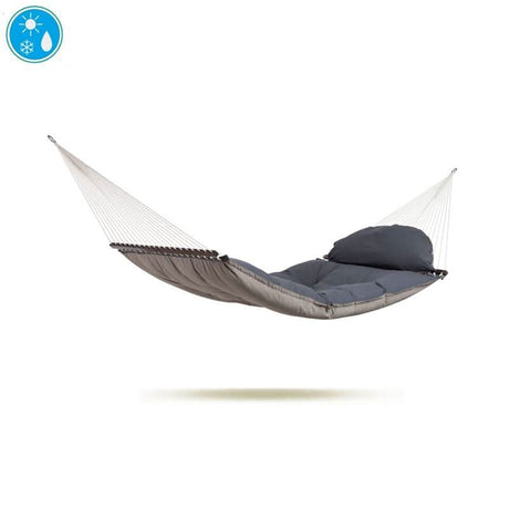 Grey hammock with pillow on a white background